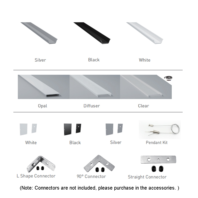Suspended LED Light Diffuser Channel Aluminum For 28mm Quad Row LED Strip Suspended LED Light Diffuser Channel Aluminum For 28mm Quad Row LED Strip